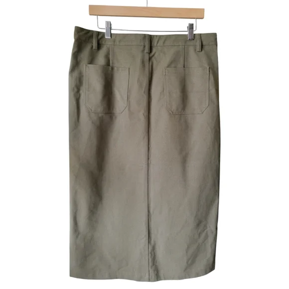 AMOUR VERT Lina Organic Cotton Skirt In Calla Green Size L - Picture 7 of 9